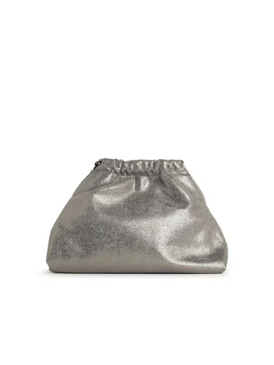 Stella Mccartney Falabella Mini Drawstring Bag Eco Shiny In Silver