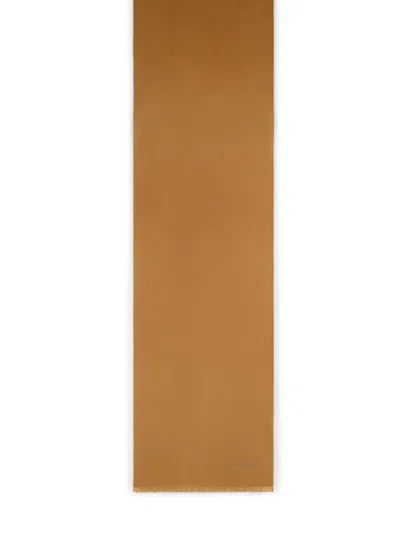 Tom Ford Logo-embroidered Fringed Scarf In Brown