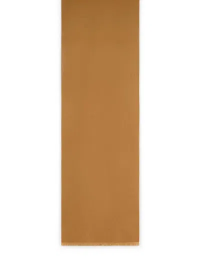 Tom Ford Logo-embroidered Fringed Scarf In Brown