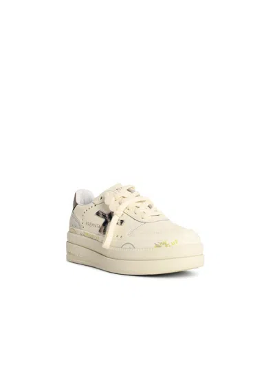 Premiata 'micol' Ivory Leather Blend Sneakers In Multi