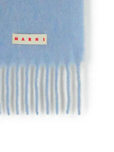 Marni Light Blue Alpaca Blend Scarf In Blue