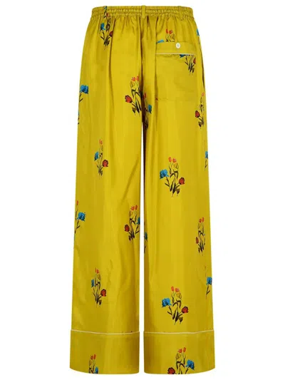 Marni Floral-print Elastic-waistband Straight Trousers In Yellow