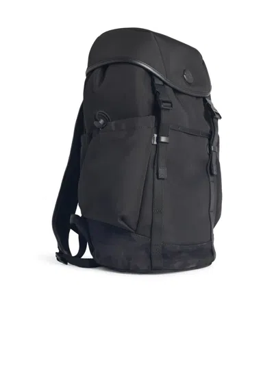 Moncler Canvas Tech Backpack With Front And Side Pockets In Black