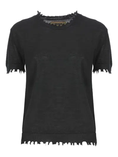 Uma Wang Sleeveless Cashmere Sweater Ripped Edges In Black
