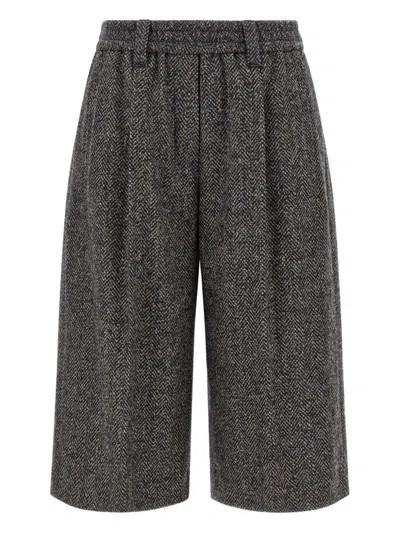 Brunello Cucinelli Women Wool Bermuda Shorts In Gray