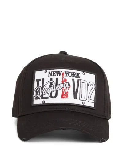 Dsquared2 Branded Baseball Cap Curved Peak In Black