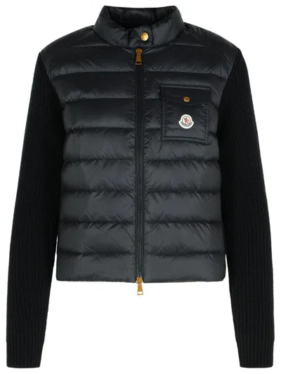 Moncler Black Virgin Wool Blend Jacket In Black