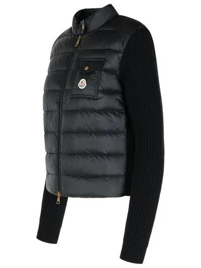 Moncler Black Virgin Wool Blend Jacket In Black