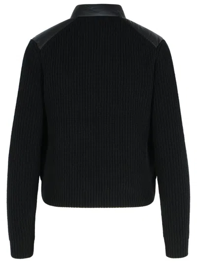 Moncler Black Virgin Wool Blend Jacket In Black