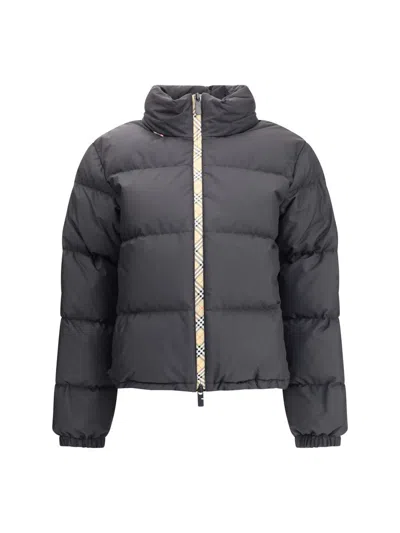 Burberry Black Polyester Down Jacket In Black