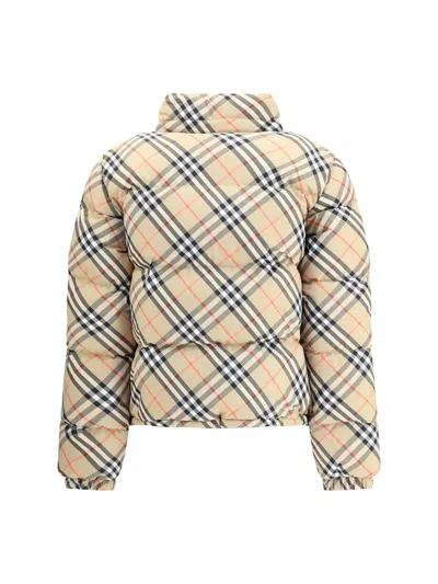 Burberry Womens Sand Ip Check Check-print Hooded Shell-down Jacket In Brown