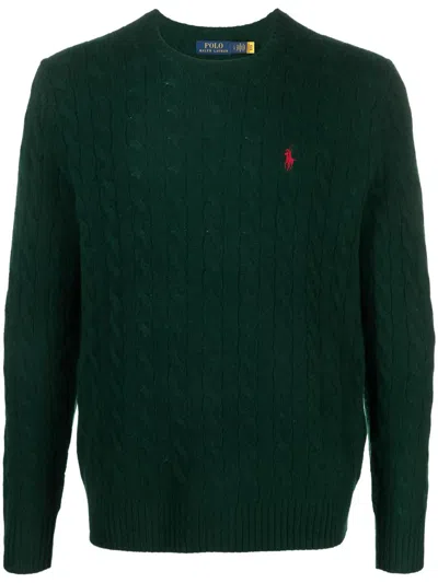 Polo Ralph Lauren Wool-cashmere Cable-knit Sweater In Green