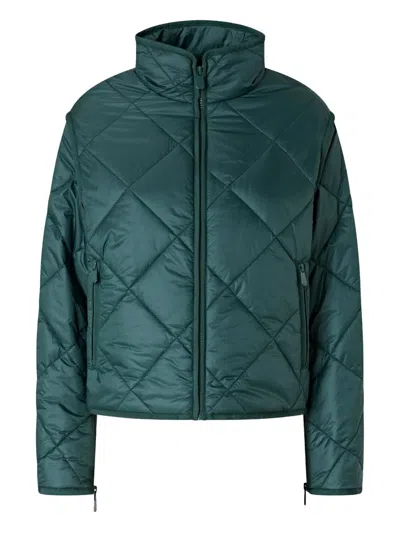 Pinko Quilted High Collar Jacket With Side Pockets In Green