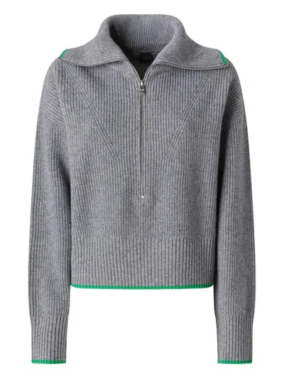 Pinko Ribbed Knitwear With High Collar And Contrast Trim In Gray