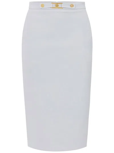 Elisabetta Franchi High-waisted Skirt Button Gold Hardware In White