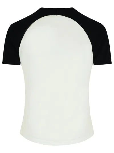 Courrèges Circle Contrast White And Black Cotton T-shirt In White