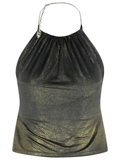 Diesel Jersey Top With Draped Neckline In Green