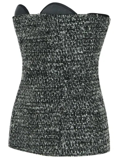 Diesel Fitted Strapless Top With Textured Boucle In Black