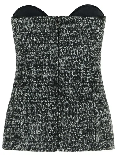 Diesel Fitted Strapless Top With Textured Boucle In Black