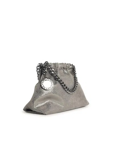 Stella Mccartney Falabella Mini Drawstring Bag Eco Shiny In Silver