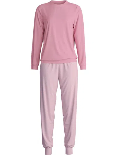 Calida Henley-neck Striped-pattern Pyjama In Pink