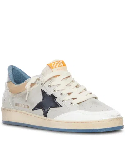 Golden Goose Ballstar Nabuk And Nylon Upper Crack Leather Toe Nylon Tongue Nabuk Star Laminated Heel Leather Spur In Gray