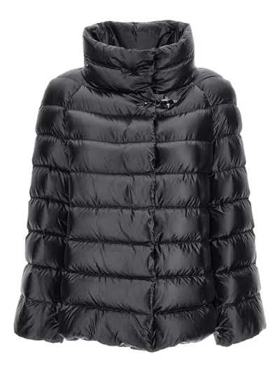 Fay Quilted High-collar Coat In Black