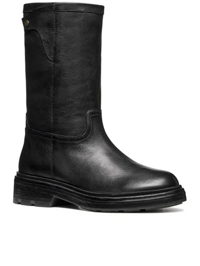 Geox Swelen Lace-up Platform Boots In Black