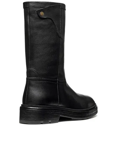 Geox Swelen Lace-up Platform Boots In Black