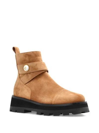 Jimmy Choo Buckle-strap Platform Boots In Brown