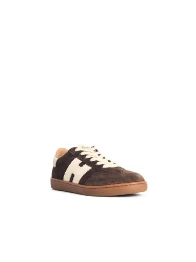 Hogan Low-top Suede Sneakers With Contrasting Stripe In Brown