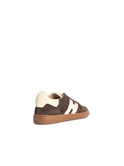 Hogan Low-top Suede Sneakers With Contrasting Stripe In Brown