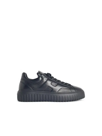 Hogan Leather H-stripes Tread Sneakers In Black
