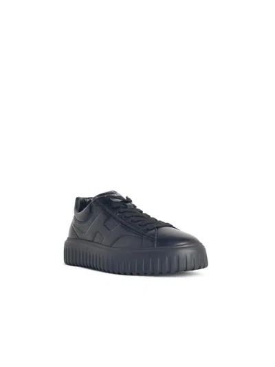 Hogan Leather H-stripes Tread Sneakers In Black
