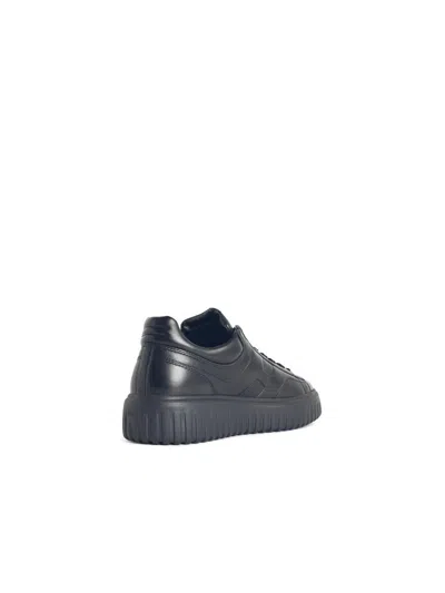 Hogan Leather H-stripes Tread Sneakers In Black