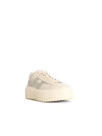 Hogan H-stripes Leather Sneakers In Sand