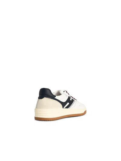 Hogan Leather Sneakers With Contrast Sole And Stitching In White