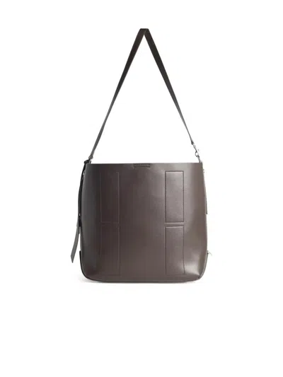 Hogan Small Leather Hobo Bag With Adjustable Strap In Brown