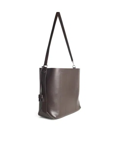 Hogan Small Leather Hobo Bag With Adjustable Strap In Brown