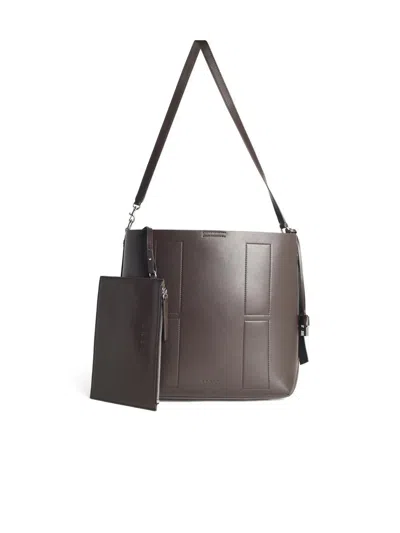 Hogan Small Leather Hobo Bag With Adjustable Strap In Brown