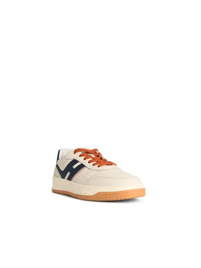 Hogan Leather Sneakers With Contrast Sole And Stitching In Sand