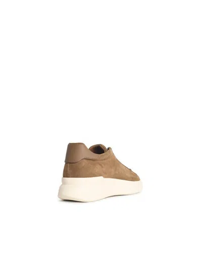 Hogan Earth Brown Leather Sneakers With Memory Foam Insole And Appliqué Logo In Brown