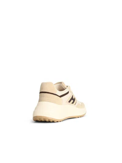 Hogan Suede And Technical Fabric 80s-inspired Sneakers In Sand