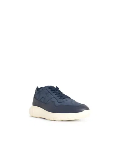 Hogan 'interactive3' Navy Leather Sneakers In Blue