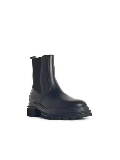Hogan Black Leather Ankle Boots In Black