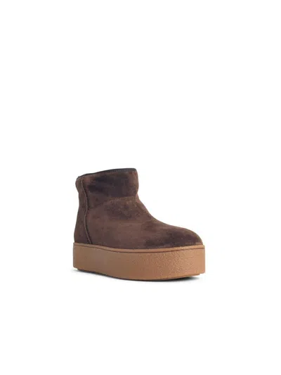 Hogan Ankle Height Platform Boots With Pull Tab In Brown