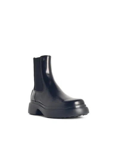 Tod's Black Leather Ankle Boots With Elastic Panels In Multi