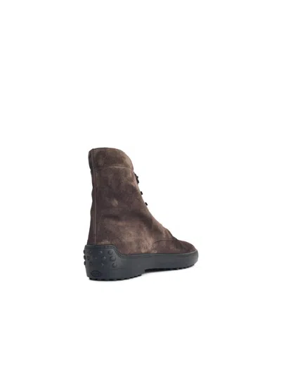Tod's Brown Suede Ankle Boots In Multi