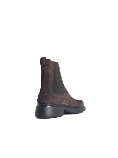 Tod's Bronw Ankle Boots With Elastic Details On The Side And Chunky Sole In Multi