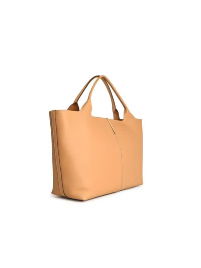 Tod's Camel Leather Bag In Nude